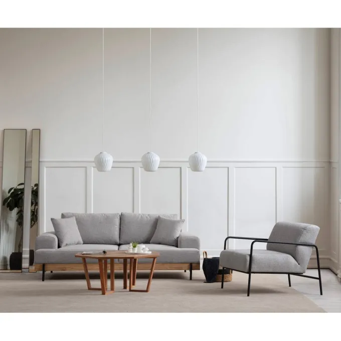 Eti Oak 3-sits (220 x 98 x 78 cm) 3-sitssoffa Grå