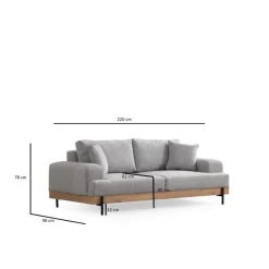 Eti Oak 3-sits (220 x 98 x 78 cm) 3-sitssoffa Grå