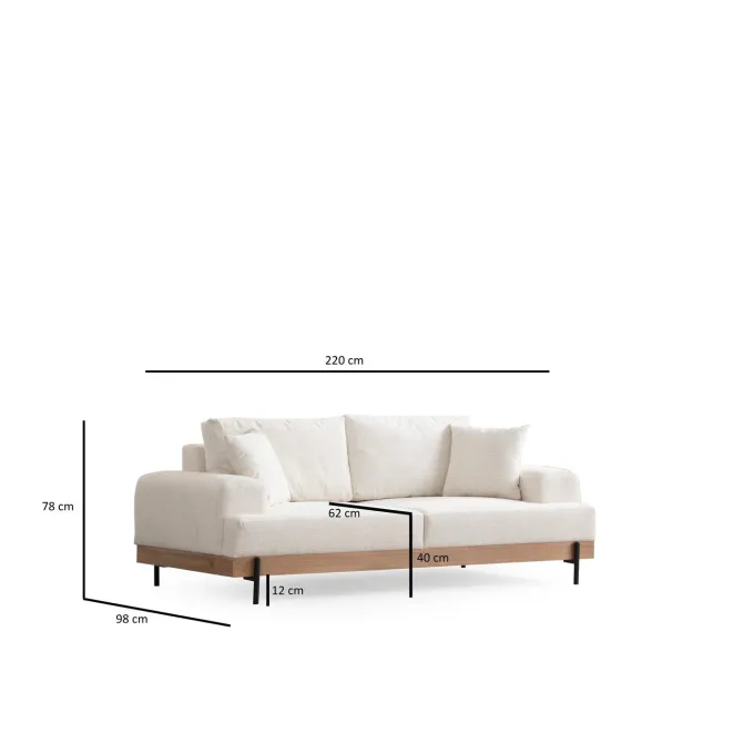 Eti Oak 3-sits (220 x 98 x 78 cm) 3-sitssoffa Vit
