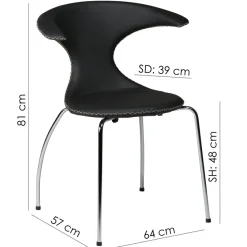 Flair Stol Black Leather, Chrome