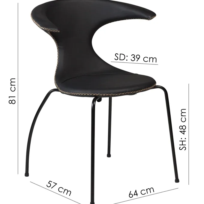 Flair Stol Black Leather, Black