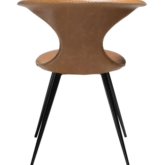 Flair Stol Light Brown Leather, Round Black