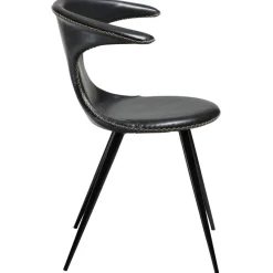 Flair Stol Vintage Black Art.Leather, Round Black