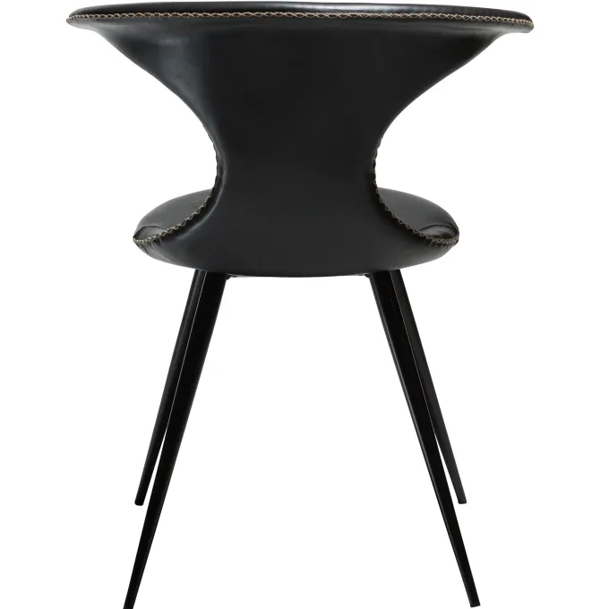 Flair Stol Vintage Black Art.Leather, Round Black