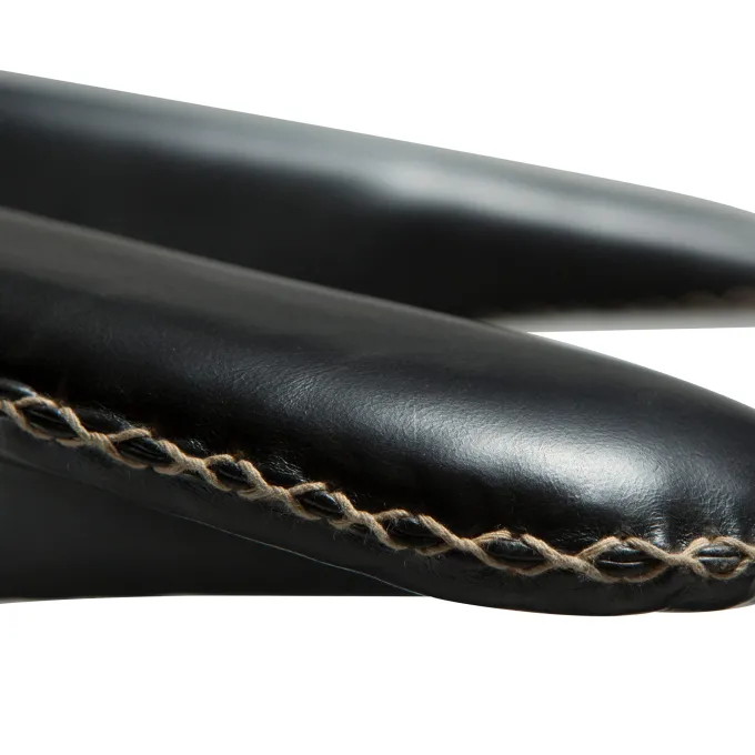 Flair Stol Vintage Black Art.Leather, Round Black