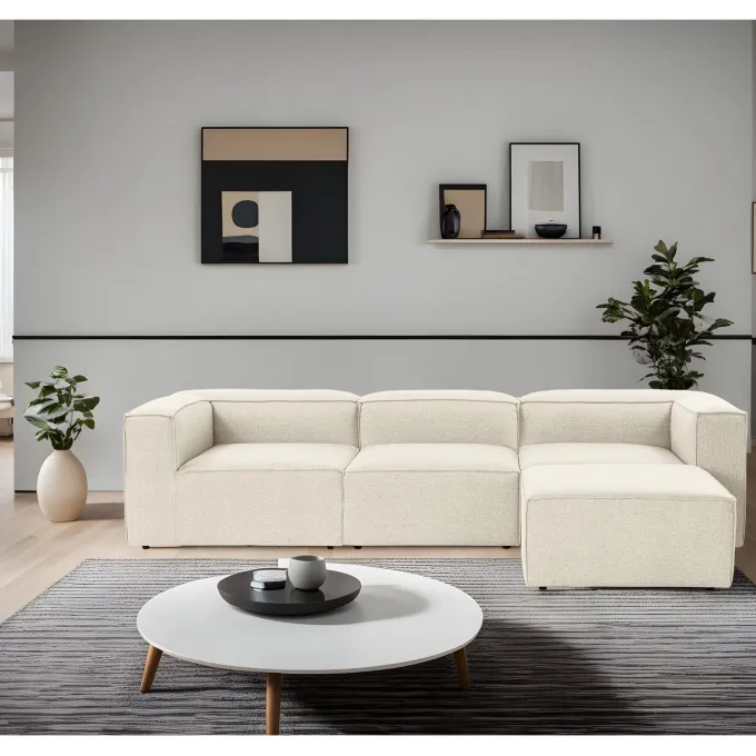 Fora (297 x 66 x 190 cm) Hörnsoffa Ecru