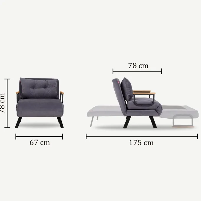 Freetown Single (26 x 120 x 60 cm) 1-sits bäddsoffa Creme