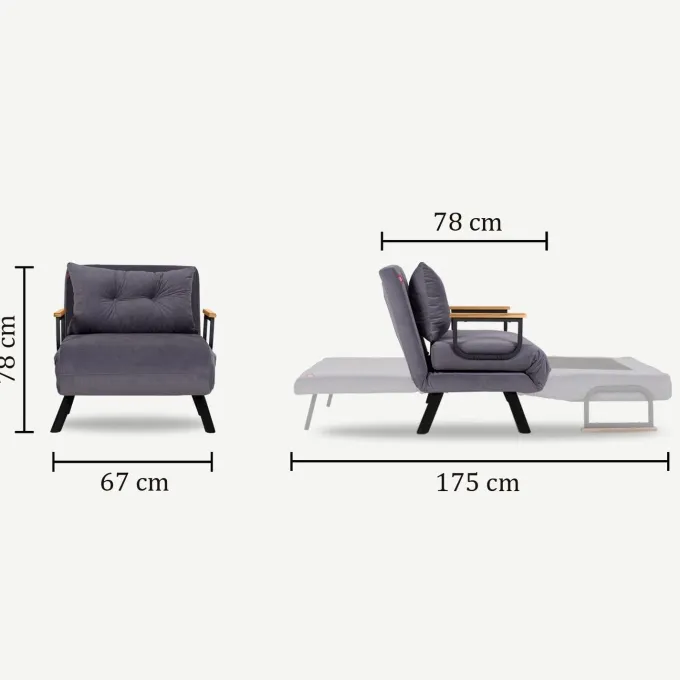 Freetown Single (26 x 120 x 60 cm) 1-sits bäddsoffa Senap