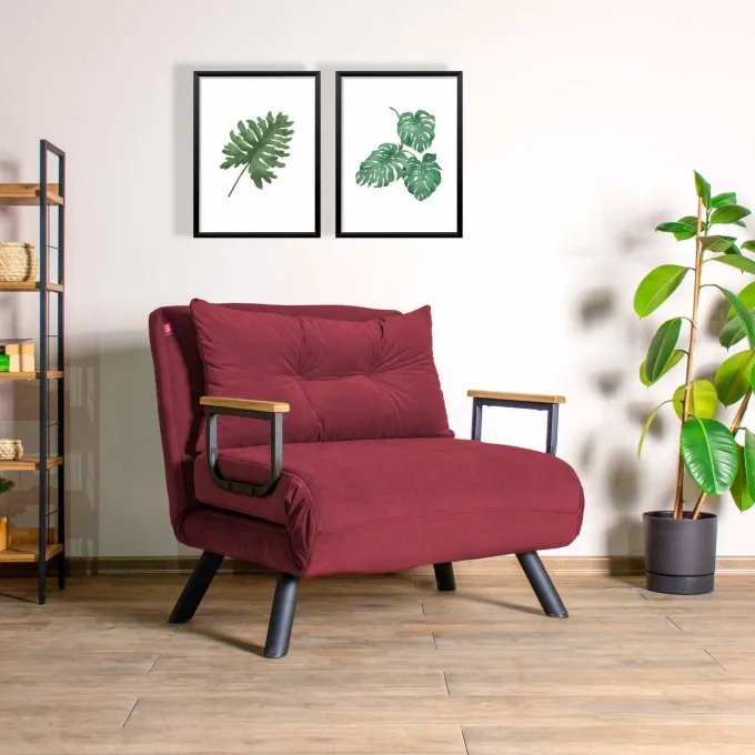 Freetown Single (26 x 120 x 60 cm) 1-sits bäddsoffa Vinröd