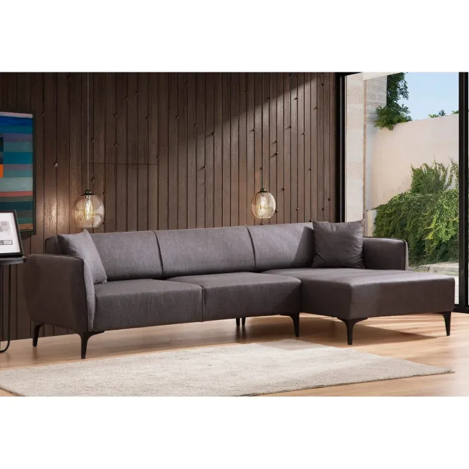 Gaborone (270-140 x 95 x 67 cm) Hörnsoffa Mörkgrå, Höger
