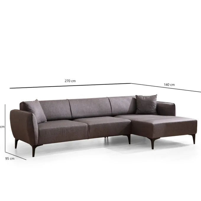 Gaborone (270-140 x 95 x 67 cm) Hörnsoffa Mörkgrå, Höger
