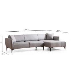 Gaborone (270-140 x 95 x 67 cm) Hörnsoffa Grå, Höger