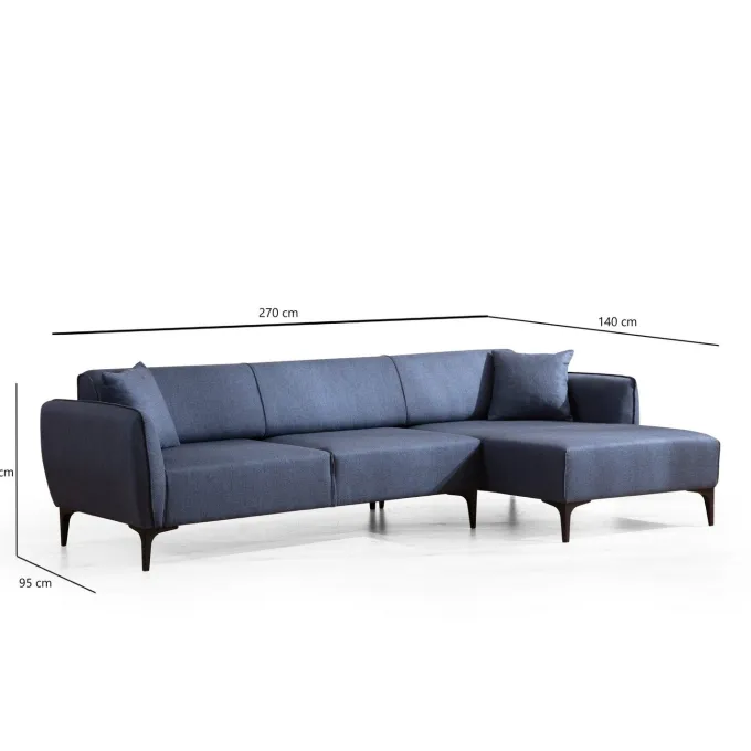Gaborone (270-140 x 95 x 67 cm) Hörnsoffa Blå, Höger