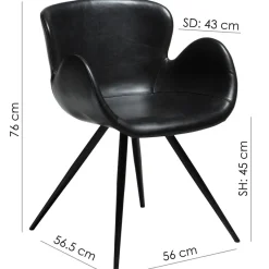 Gaia Stol Vintage Green Art.Leather, Black