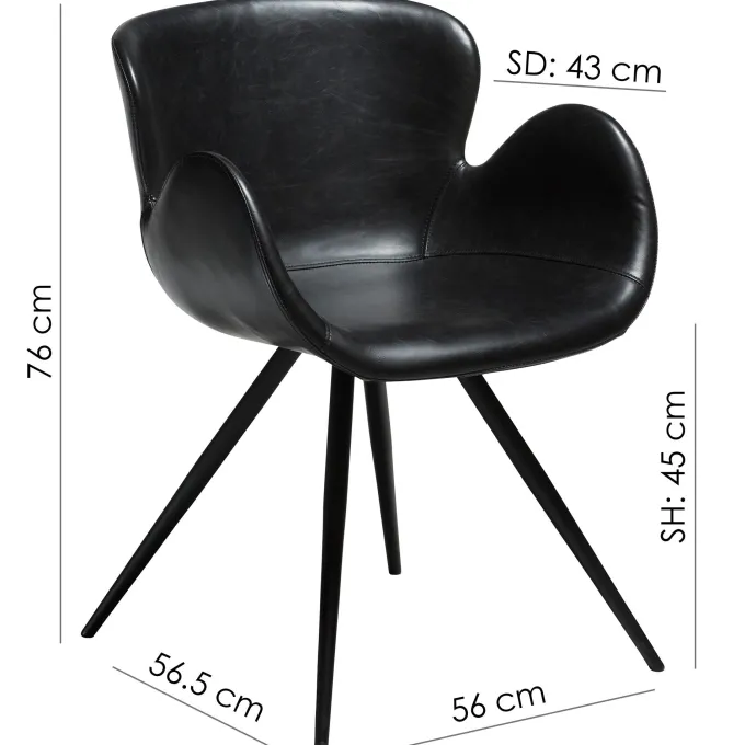 Gaia Stol Vintage Grey Art.Leather, Black