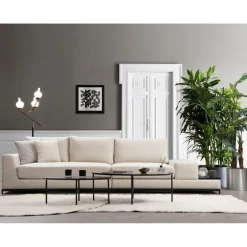 Ghent med sidobord (320 x 102 x 84 cm) Beige 4-sits soffa