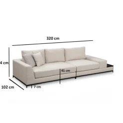 Ghent med sidobord (320 x 102 x 84 cm) Beige 4-sits soffa