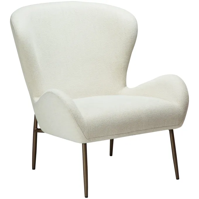 Glam Loungefåtölj Bone White, Antique Brass, 85 cm