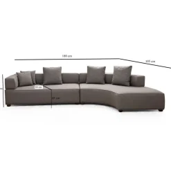 Gondol (180-105 x 70 cm) Grå Hörnsoffa