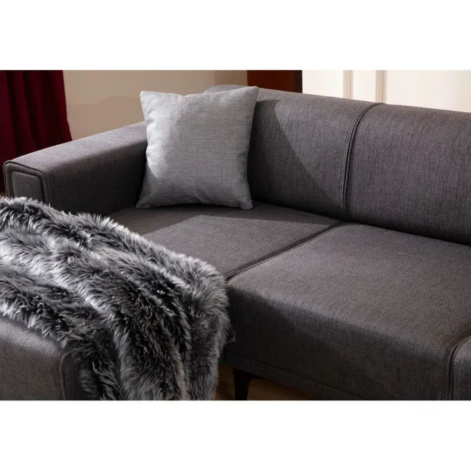 Hanoi (250-140 x 85 x 77 cm) Hörnsoffa-bäddsoffa Mörkgrå, Vänster