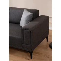 Hanoi (250-140 x 85 x 77 cm) Hörnsoffa-bäddsoffa Mörkgrå, Vänster