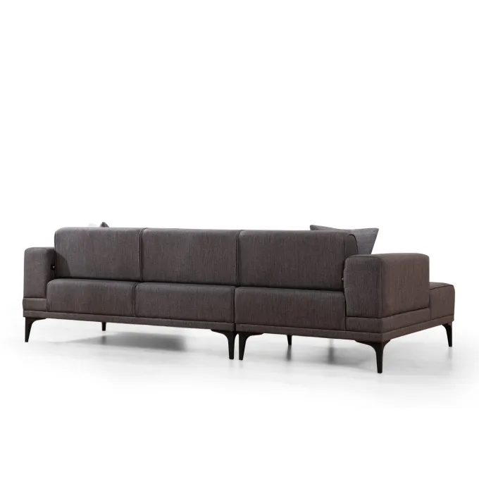 Hanoi (250-140 x 85 x 77 cm) Hörnsoffa-bäddsoffa Mörkgrå, Vänster