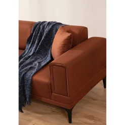Hanoi (250-140 x 85 x 77 cm) Hörnsoffa-bäddsoffa Kakelröd, Vänster