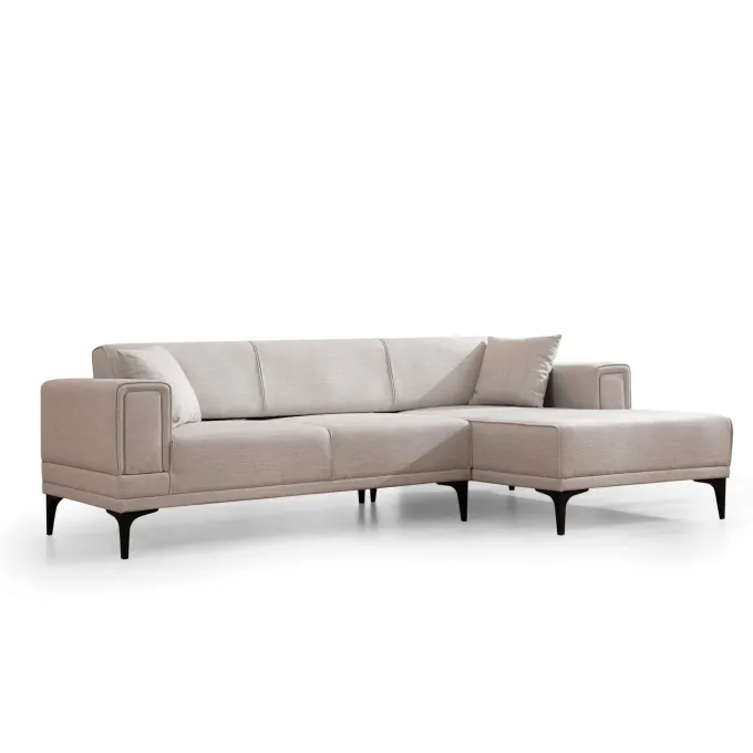 Hanoi (250-140 x 85 x 77 cm) Hörnsoffa-bäddsoffa Ecru, Höger