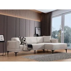 Hanoi (250-140 x 85 x 77 cm) Hörnsoffa-bäddsoffa Ecru, Höger