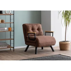 Hanoi Enkel lampa (26 x 120 x 60 cm) Brun 1-sits bäddsoffa
