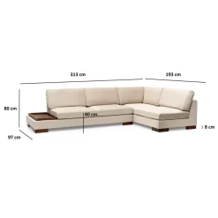 Hanoi hörn utan sittpuff (313 x 97 x 80 cm) Hörnsoffa Beige