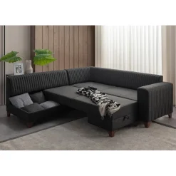 Harare (125 x 190 cm) Bäddsoffa, hörn Antracit, Vänster