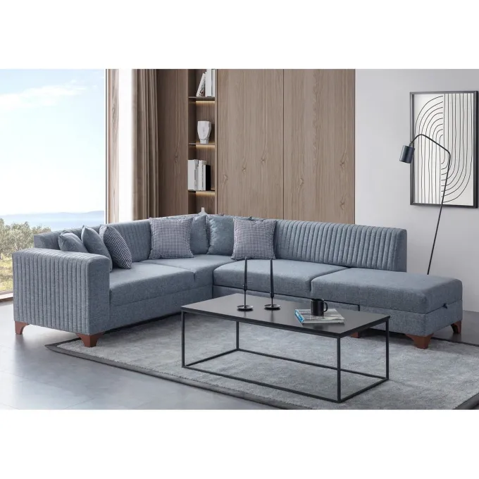 Harare (125 x 190 cm) Bäddsoffa, hörn Grå, Höger
