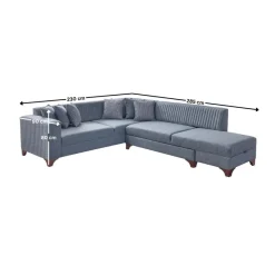 Harare (125 x 190 cm) Bäddsoffa, hörn Grå, Höger