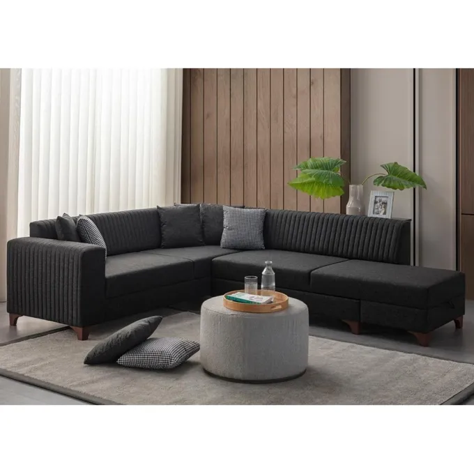 Harare (125 x 190 cm) Bäddsoffa, hörn Antracit, Höger