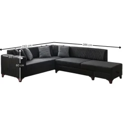 Harare (125 x 190 cm) Bäddsoffa, hörn Antracit, Höger