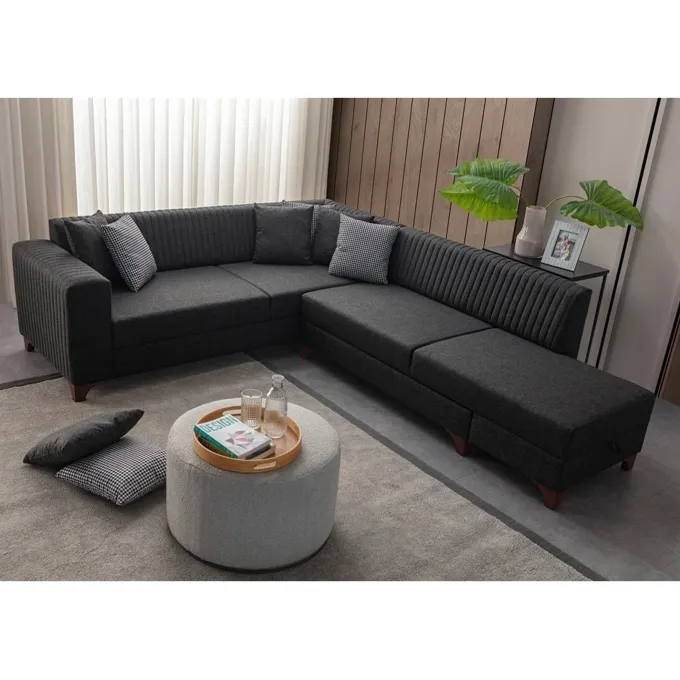 Harare (125 x 190 cm) Bäddsoffa, hörn Antracit, Höger