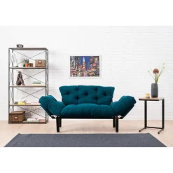 Helsingfors (155 x 85 x 70 cm) 2-sits bäddsoffa Petrolblå