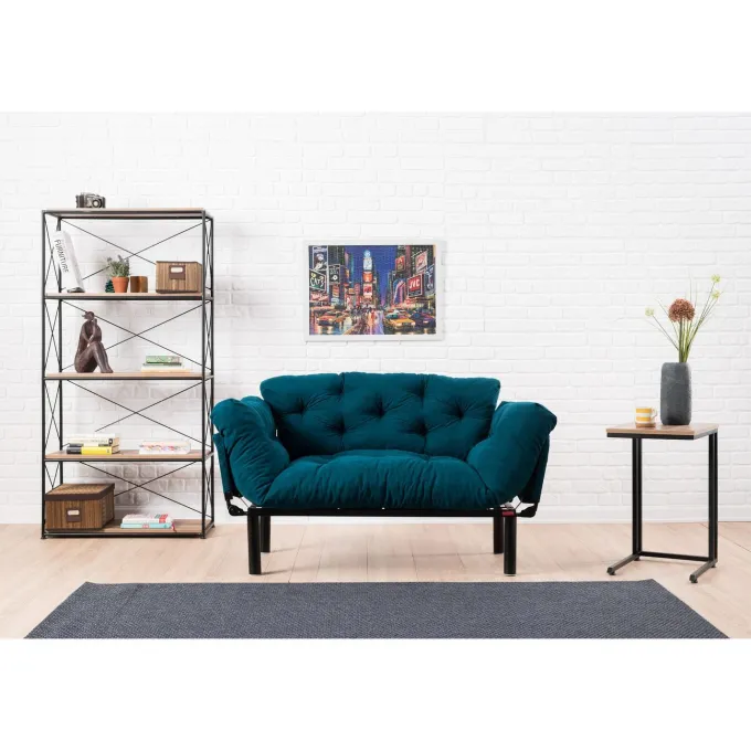 Helsingfors (155 x 85 x 70 cm) 2-sits bäddsoffa Petrolblå