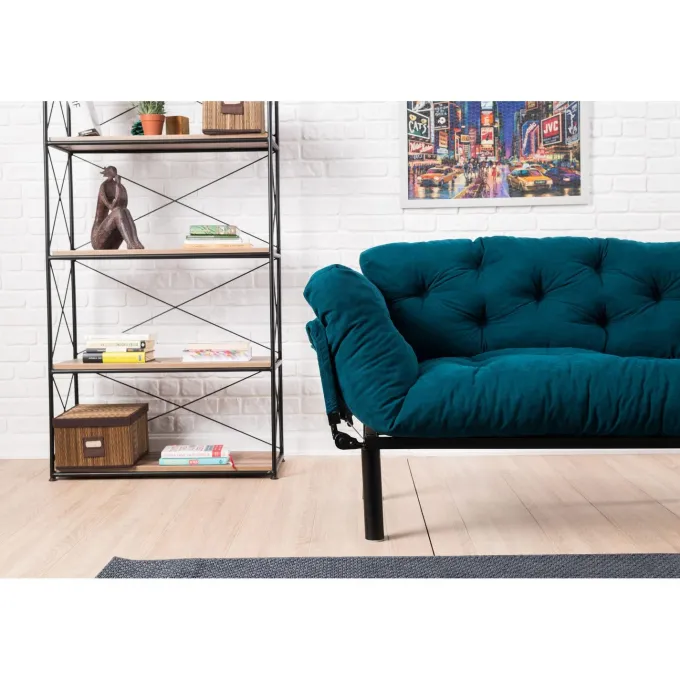 Helsingfors (155 x 85 x 70 cm) 2-sits bäddsoffa Petrolblå
