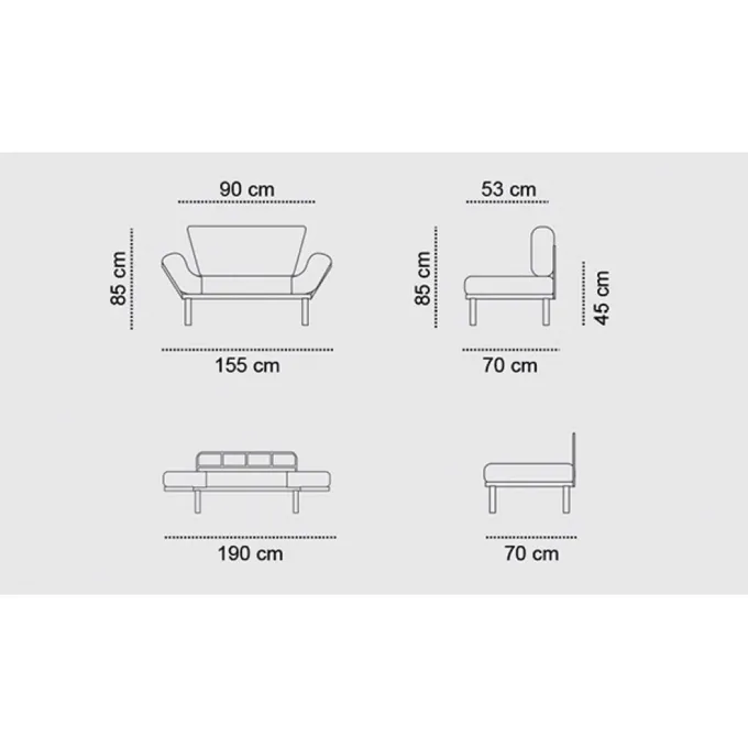 Helsingfors (155 x 85 x 70 cm) 2-sits bäddsoffa Petrolblå