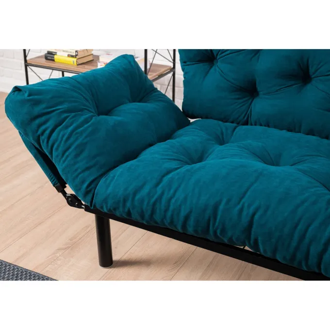Helsingfors (155 x 85 x 70 cm) 2-sits bäddsoffa Petrolblå