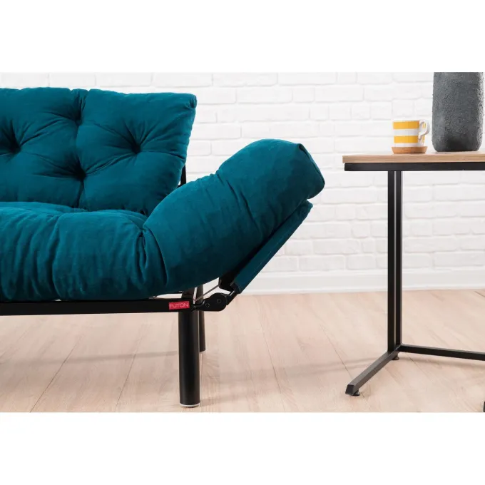 Helsingfors (155 x 85 x 70 cm) 2-sits bäddsoffa Petrolblå