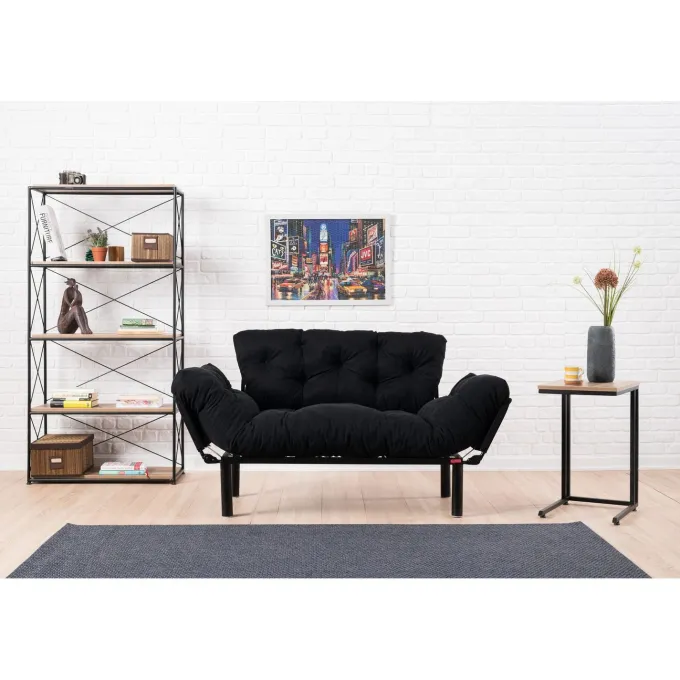 Helsingfors (155 x 85 x 70 cm) 2-sits bäddsoffa Svart