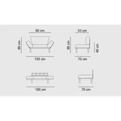 Helsingfors (155 x 85 x 70 cm) 2-sits bäddsoffa Svart