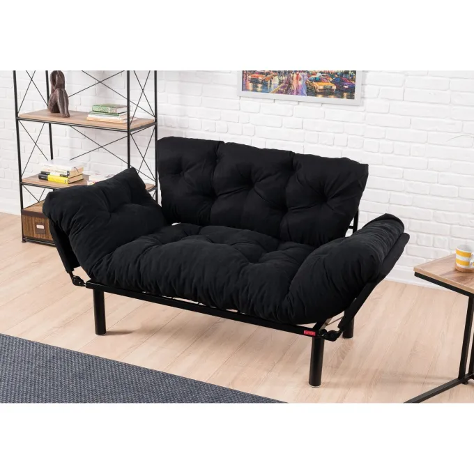 Helsingfors (155 x 85 x 70 cm) 2-sits bäddsoffa Svart