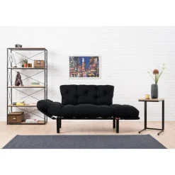 Helsingfors (155 x 85 x 70 cm) 2-sits bäddsoffa Svart