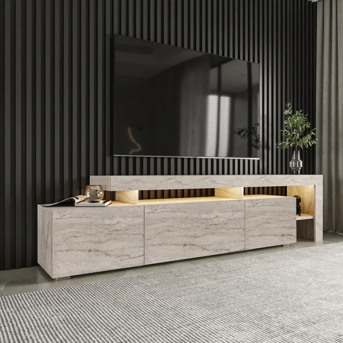 Helsingfors (192 x 53 x 37 cm) travertin TV-bänk