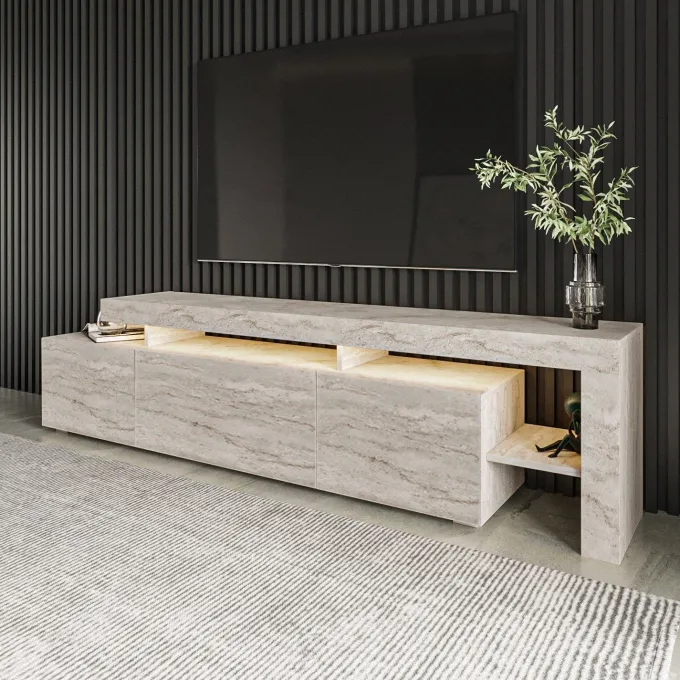 Helsingfors (192 x 53 x 37 cm) travertin TV-bänk