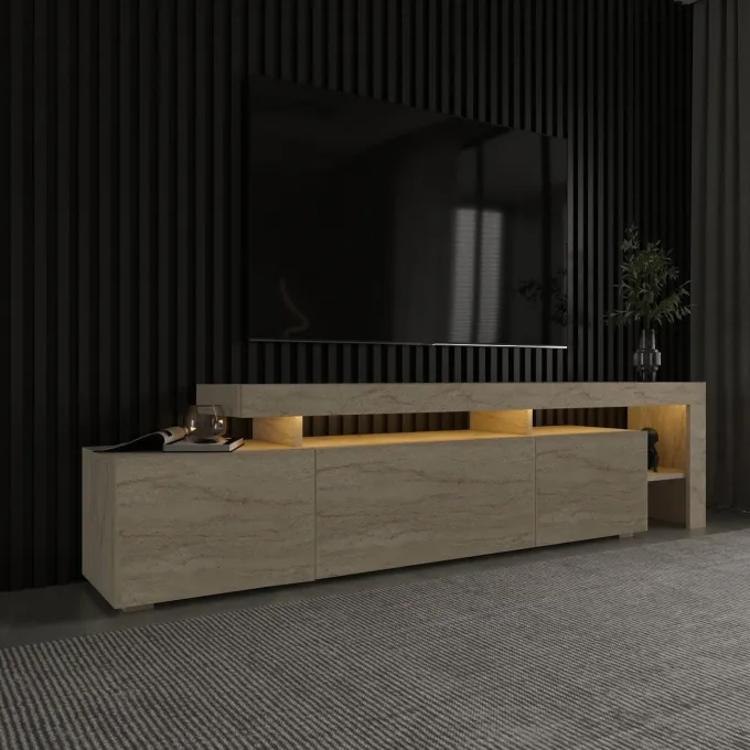 Helsingfors (192 x 53 x 37 cm) travertin TV-bänk